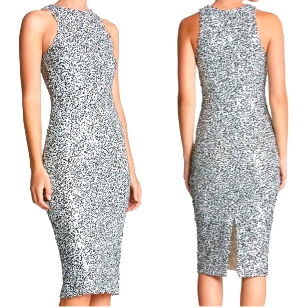 DRESS THE POPULATION SHAWN CONFETTI DOT SEQUIN SLEEVELESS SHEATH COCKTAIL DRESS